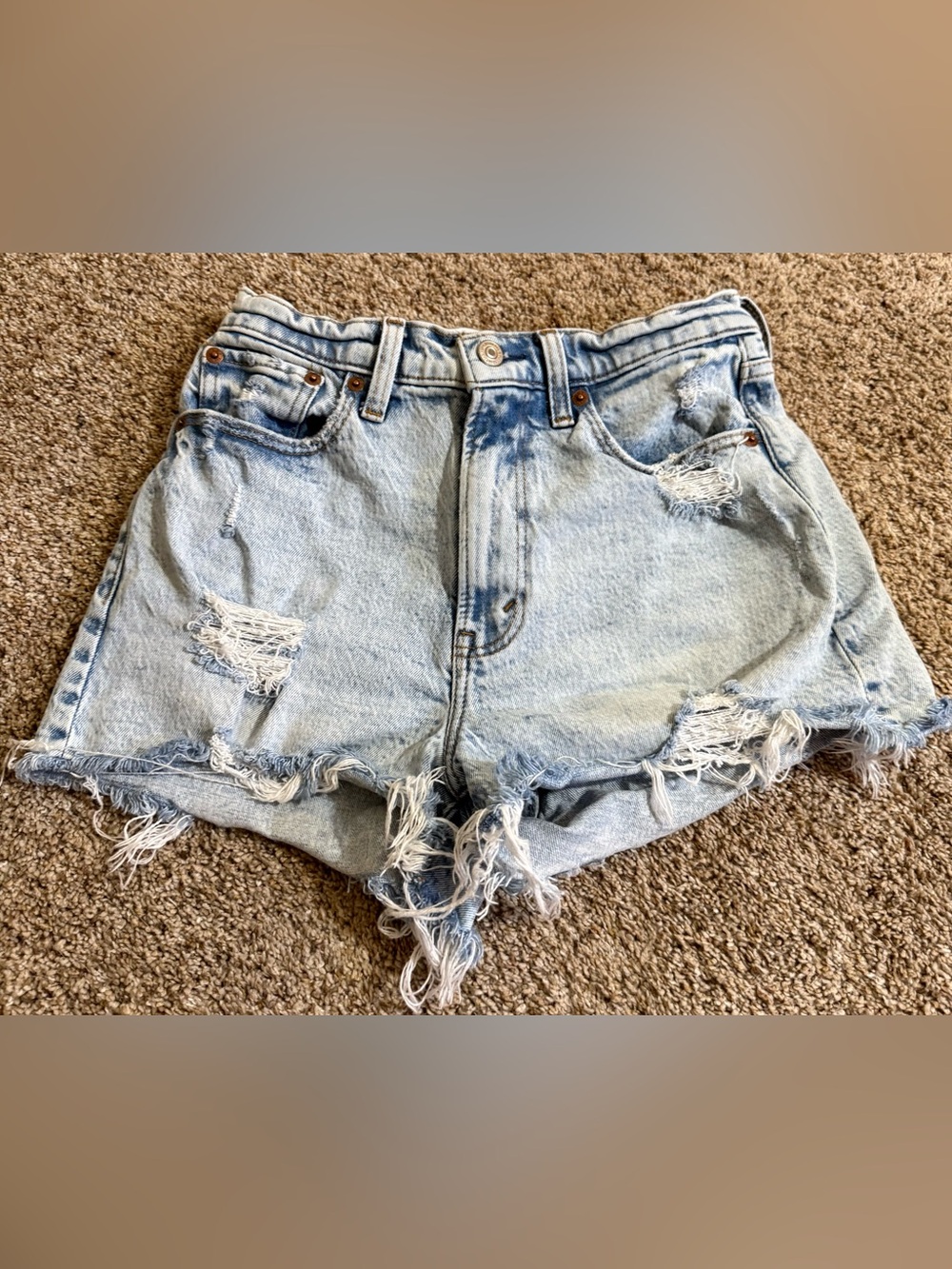 Abercrombie & Fitch Curve Love High Rise Mom Shorts Distressed Size 26